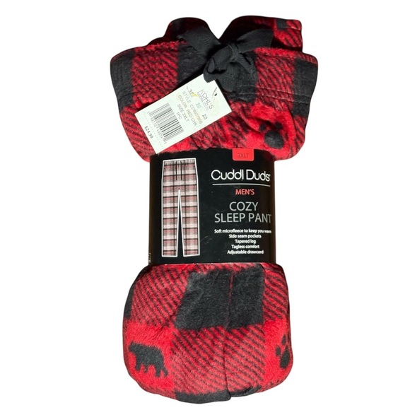 Cuddl Duds Men’s 3XLT Red Buffalo Plaid Fleece Sleep Pants NWT - Picture 6 of 6